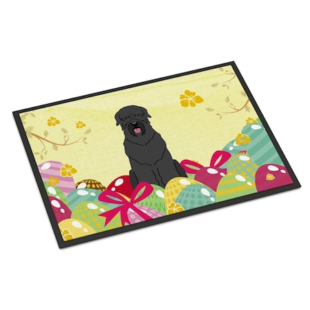 Carolines Treasures 18 x 27 in. Easter Eggs Black Russian Terrier Indoor or Outdoor Mat BB6026MAT